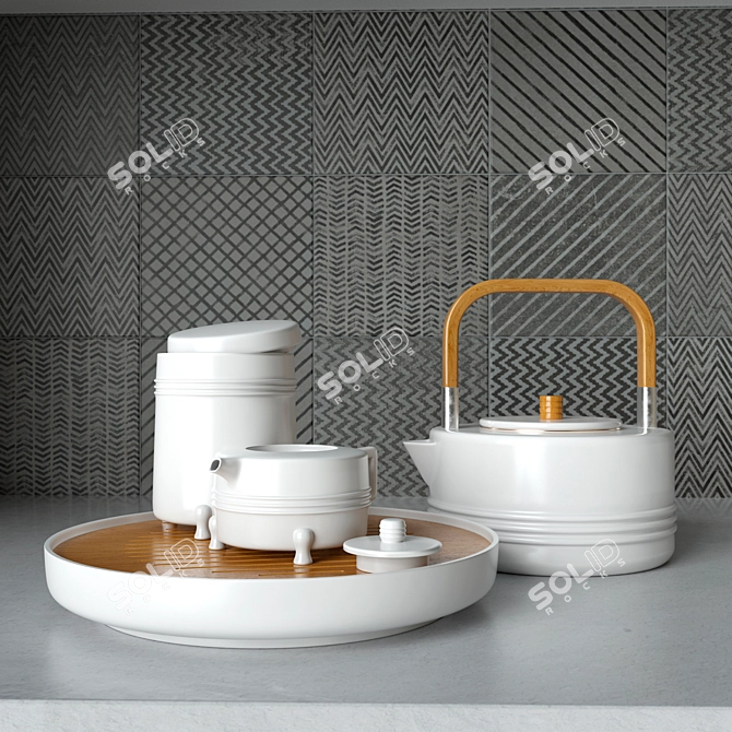 Modern Chinese Classics Tea Set 3D model image 1