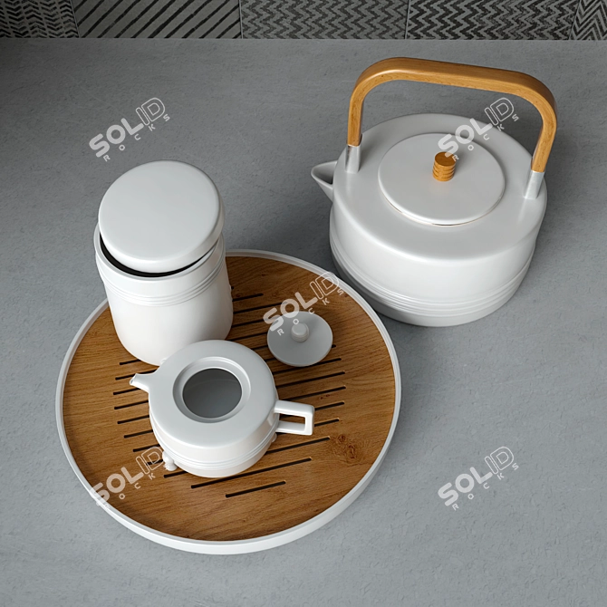 Modern Chinese Classics Tea Set 3D model image 2