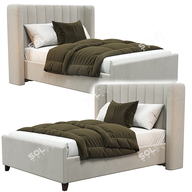 Modern Upholstered Bed Frame 3D model image 2