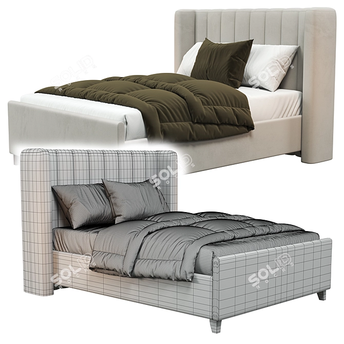 Modern Upholstered Bed Frame 3D model image 3