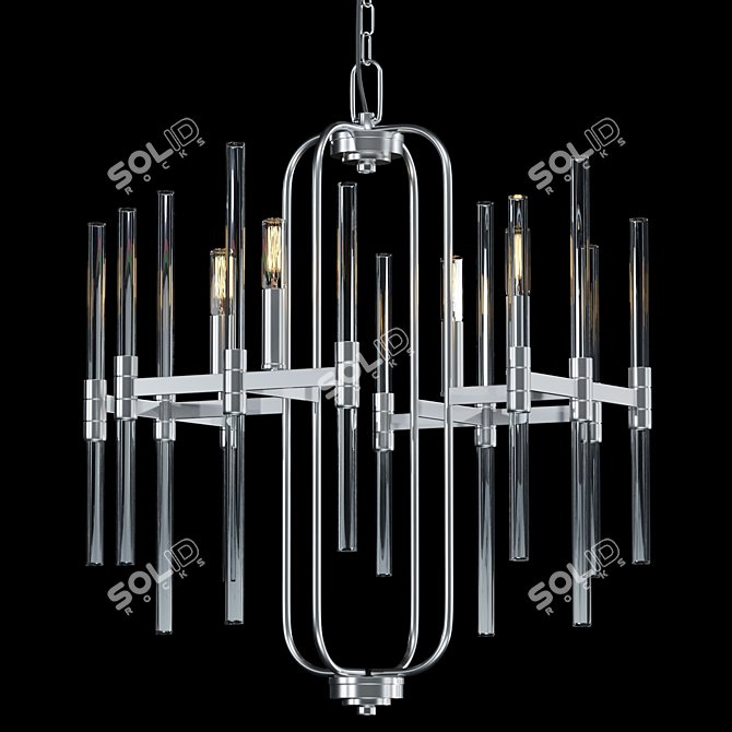 Elegant Metal Pillar Chandelier 3D model image 2