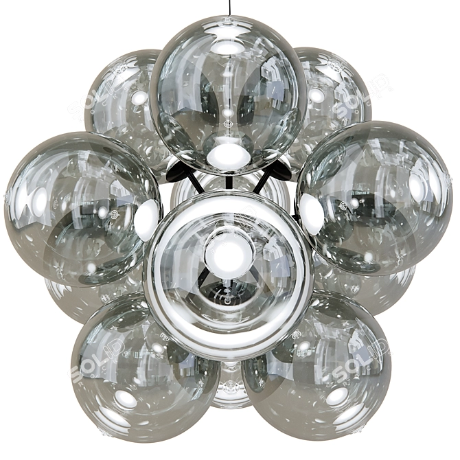 Globe Burst Chandelier: Chrome & Copper Elegance 3D model image 2