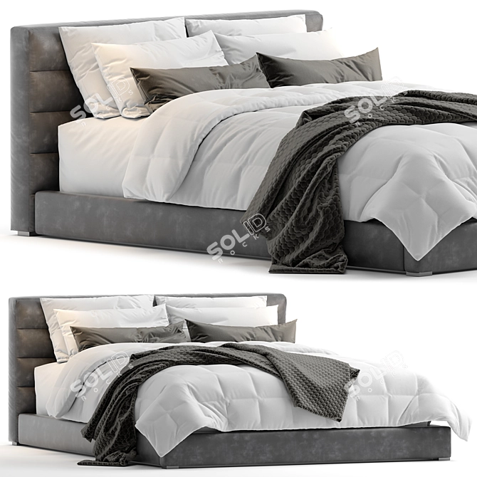 Hudson Upholstered Bed: Stylish Elegance for Your Bedroom 3D model image 1