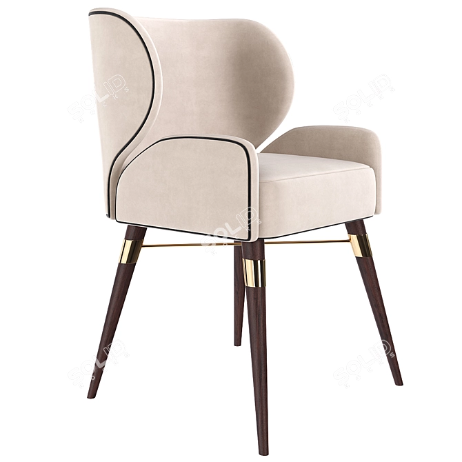 Cotton Louis I Dining Chair: Elegant Walnut Brass 3D model image 1