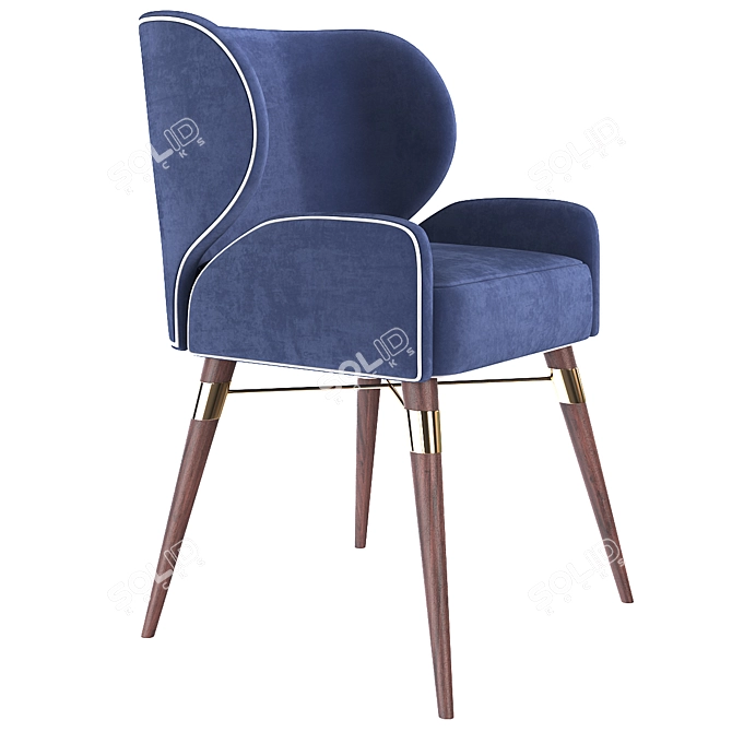 Cotton Louis I Dining Chair: Elegant Walnut Brass 3D model image 2