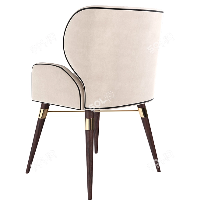 Cotton Louis I Dining Chair: Elegant Walnut Brass 3D model image 3