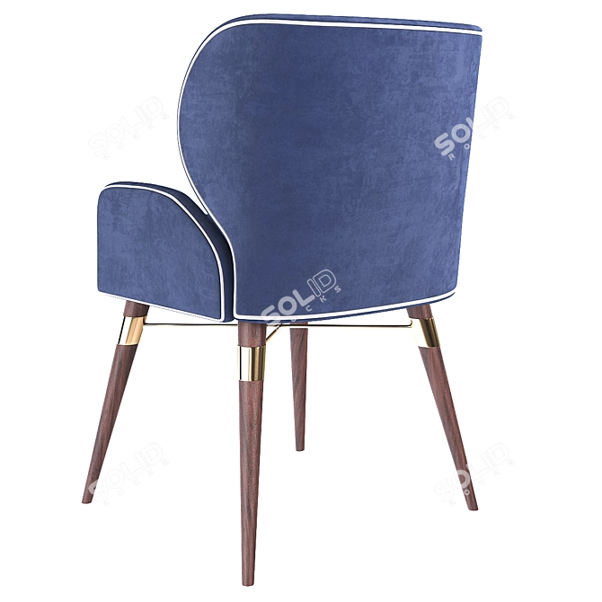Cotton Louis I Dining Chair: Elegant Walnut Brass 3D model image 4