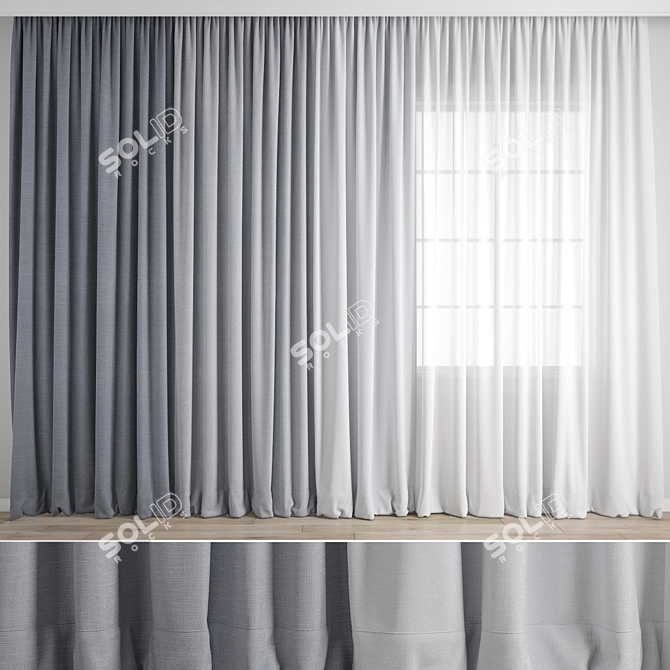 Premium 3D Curtain Model 3D model image 1