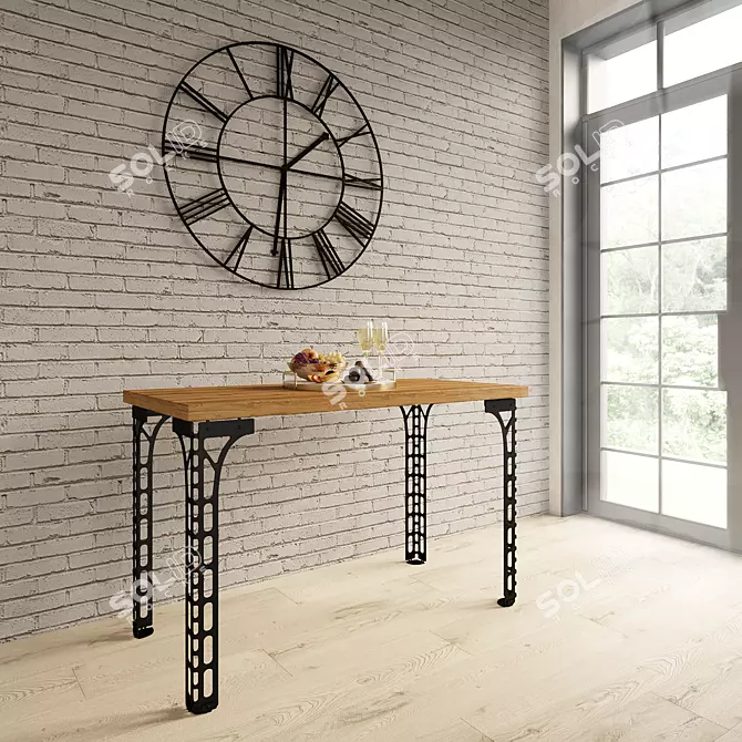 Industrial Metal Dining Table 3D model image 2