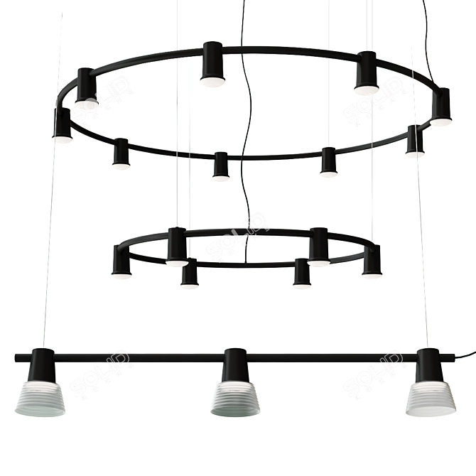 Elegant Compose Pendant Lights 3D model image 1