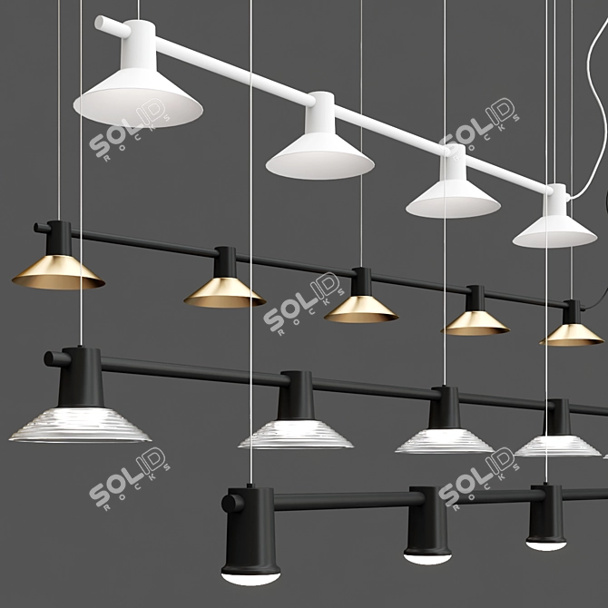 Elegant Compose Pendant Lights 3D model image 2