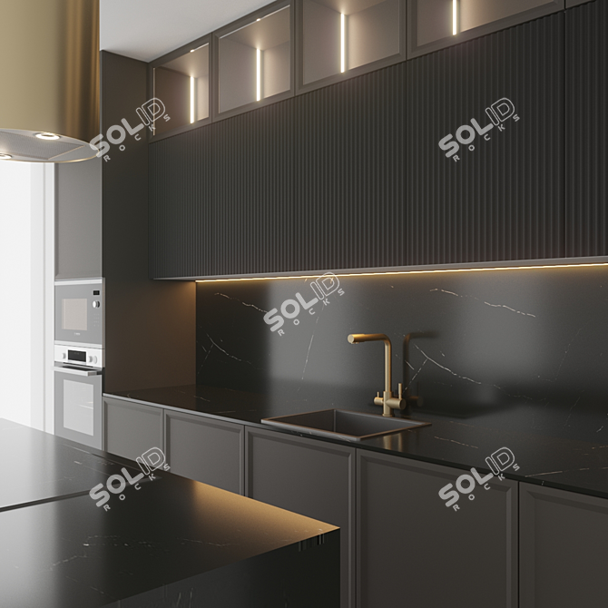 Modern Kitchen Set with Bosch Appliances 3D model image 3