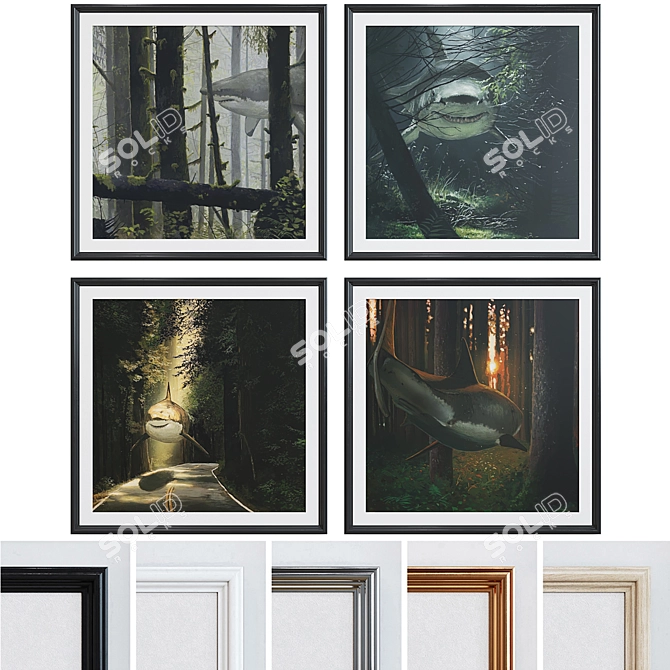 Shark Forest Picture Frame Set 3D model image 1