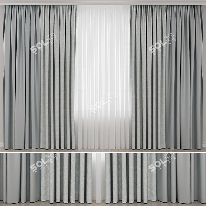 Jacquard and Satin Curtains Set 3D model image 1