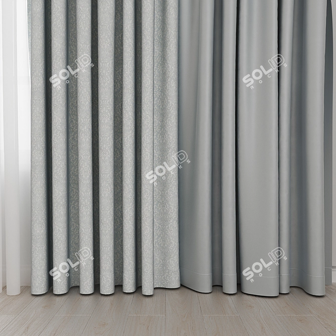 Jacquard and Satin Curtains Set 3D model image 2