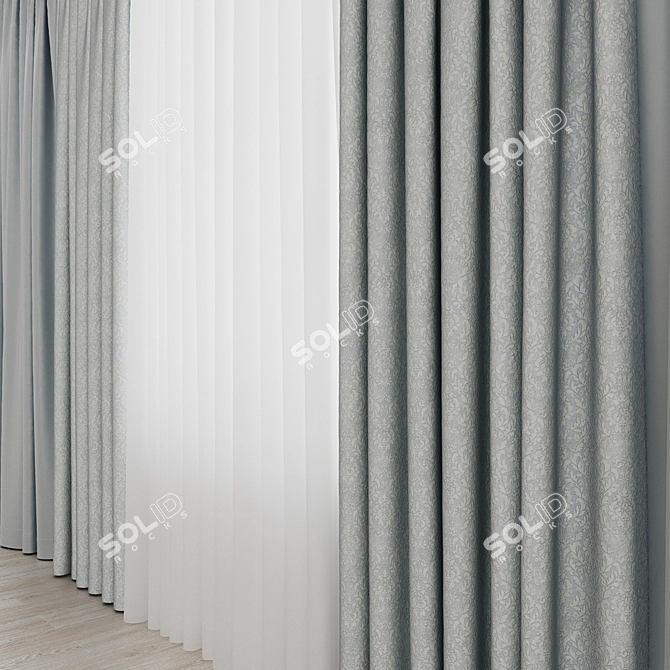 Jacquard and Satin Curtains Set 3D model image 3