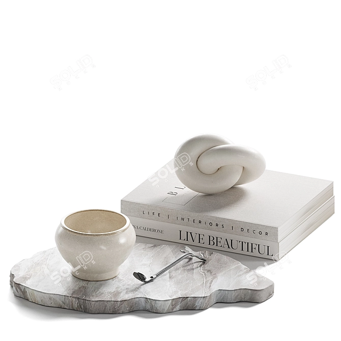 Elegant Coffee Table Decor Set 3D model image 2