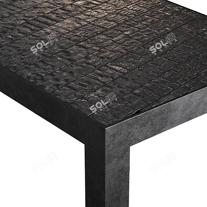 Charred Wood and Metal Loft Bench 3D model image 5