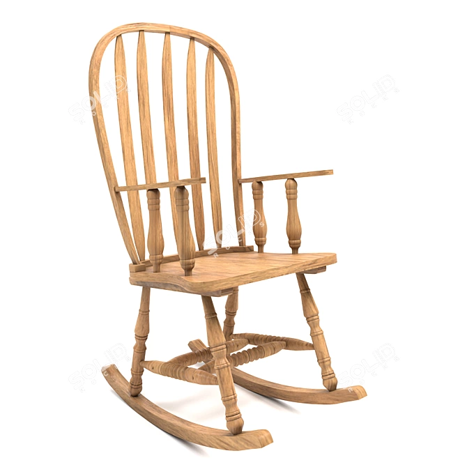Rustic Wooden Chair 3D model image 2