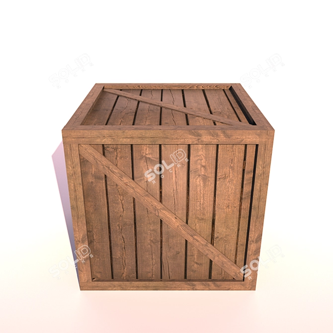 Wooden PBR Box 3D model image 1