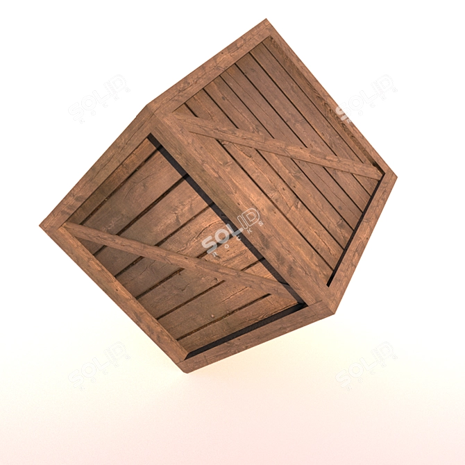 Wooden PBR Box 3D model image 2