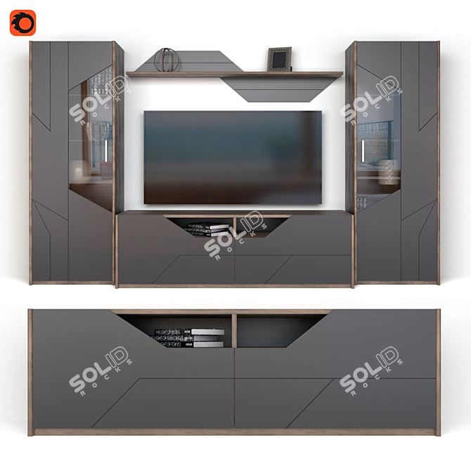 Astoria No. 2 Wall Unit by LAZURIT 3D model image 1