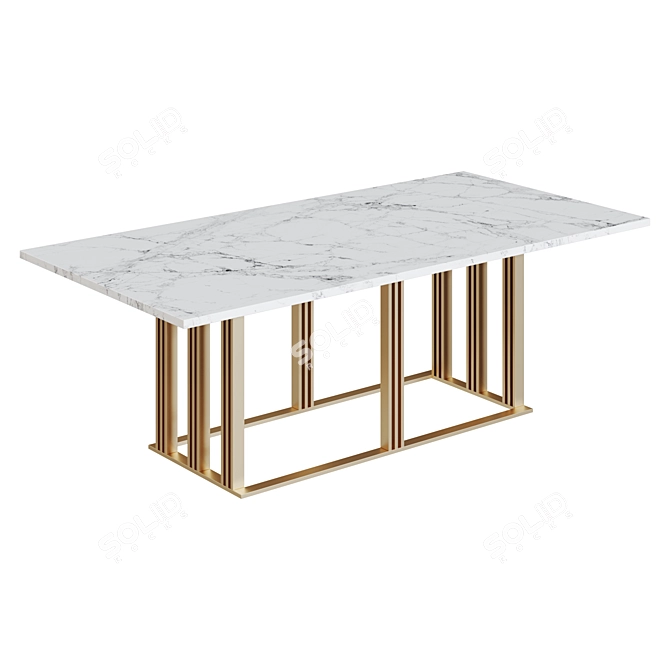 Modern Wood and Metal Dining Table 3D model image 1