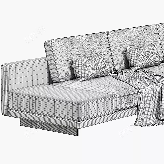 Minimalist Ivory Upholstered Left Arm Sofa 3D model image 4