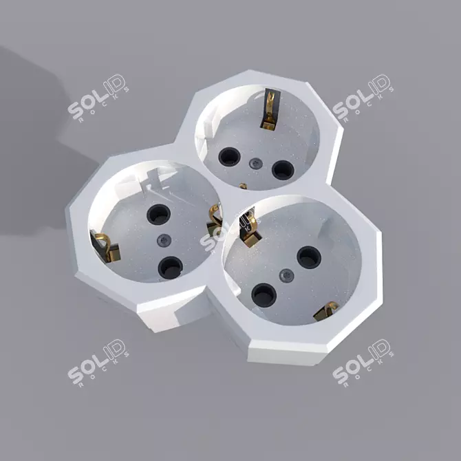 Triple Socket Adapter 3D model image 1