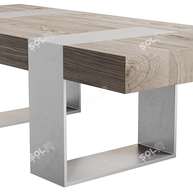 Charred Pine Coffee Table with Metal Base 3D model image 3