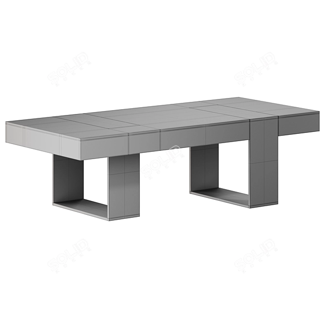 Charred Pine Coffee Table with Metal Base 3D model image 4