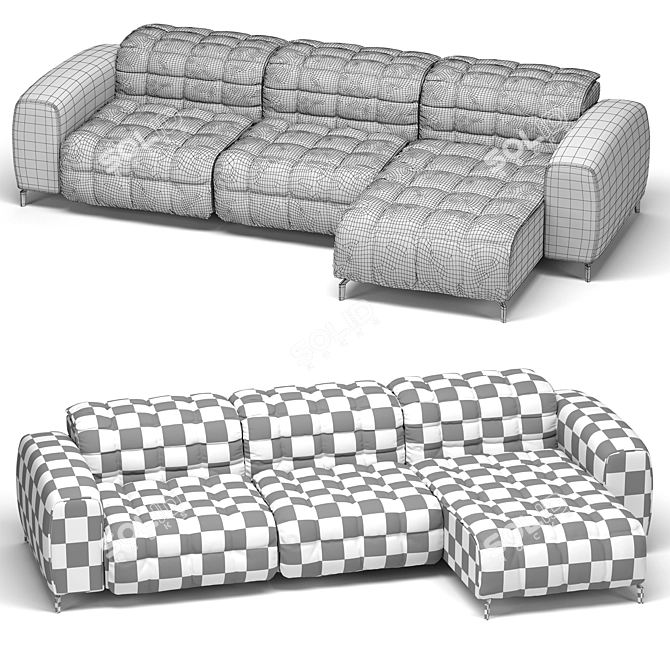 Cannes Fabric Upholstered Sofa 3D model image 3