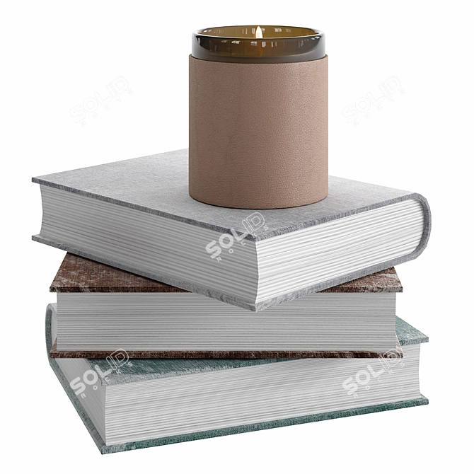 Blossom Candle & Books Set 3D model image 7