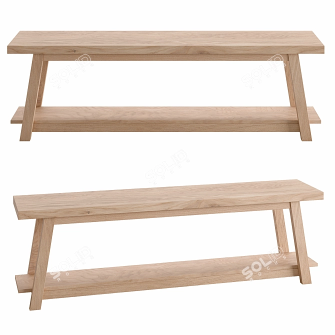 Rustic Teak Bench 150cm: Solid Wood Design 3D model image 1