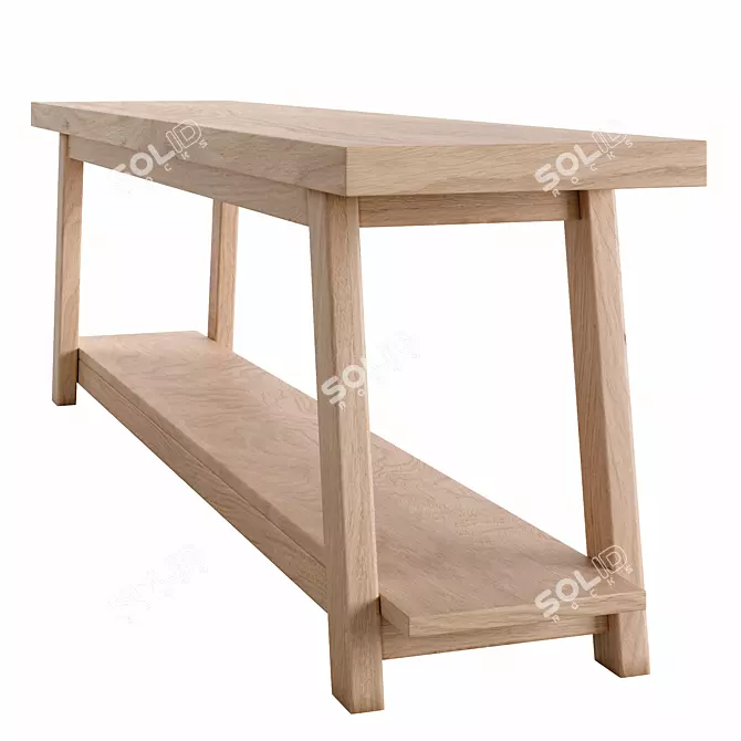 Rustic Teak Bench 150cm: Solid Wood Design 3D model image 4