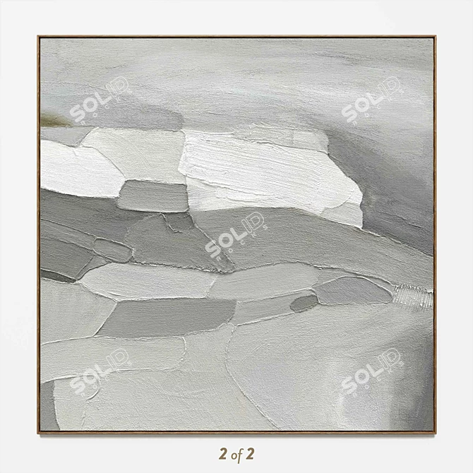 Plaster two square photo frames R-52 3D model image 2