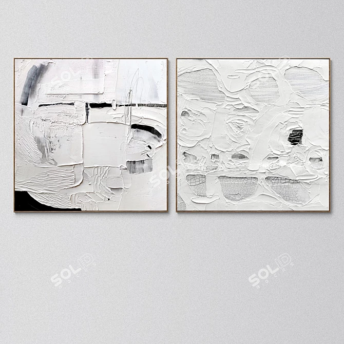 Plaster two square photo frames R-53 3D model image 3