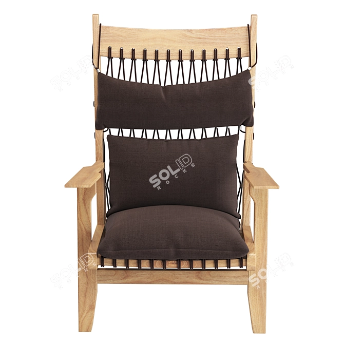 Stylish Fabric Wood Lounge Chair 3D model image 2