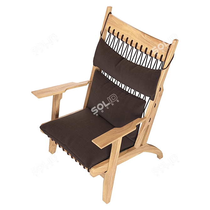 Stylish Fabric Wood Lounge Chair 3D model image 5