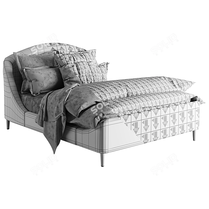 Sleek Modern Queen Bed Frame 3D model image 4