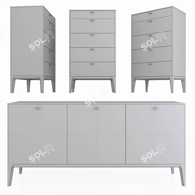 Verona 3-Door Chest Set 3D model image 2