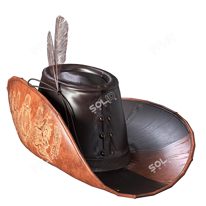 Low Poly Brown Pirate Hat 3D model image 1