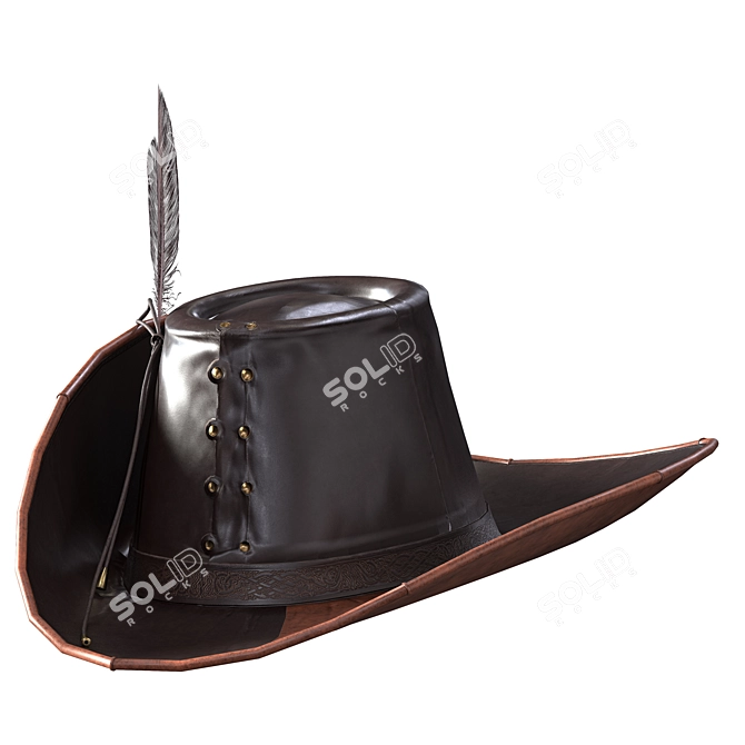 Low Poly Brown Pirate Hat 3D model image 2