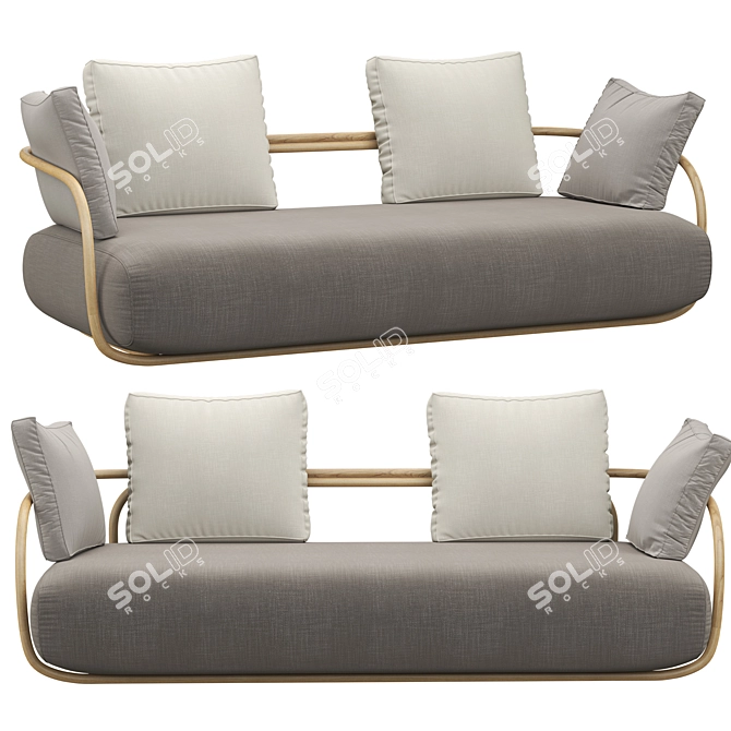 Modern Thonet 2017 Sofa in Gray 3D model image 1