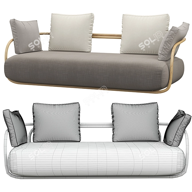 Modern Thonet 2017 Sofa in Gray 3D model image 3