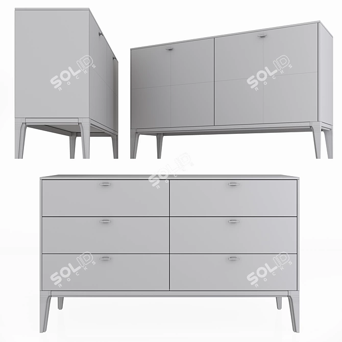 Verona Oak Chest Set Display 3D model image 2