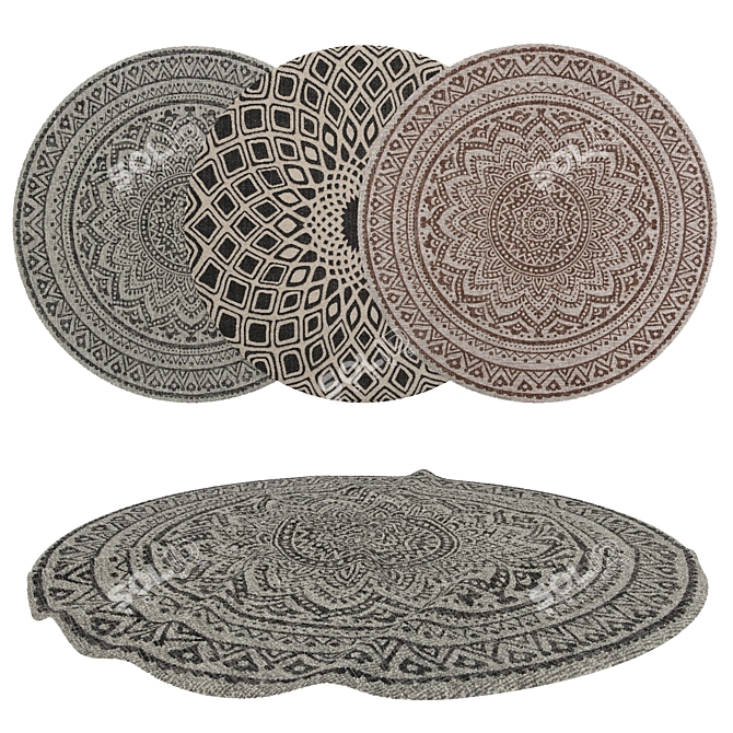 Round Rug Set Collection 3D model image 1