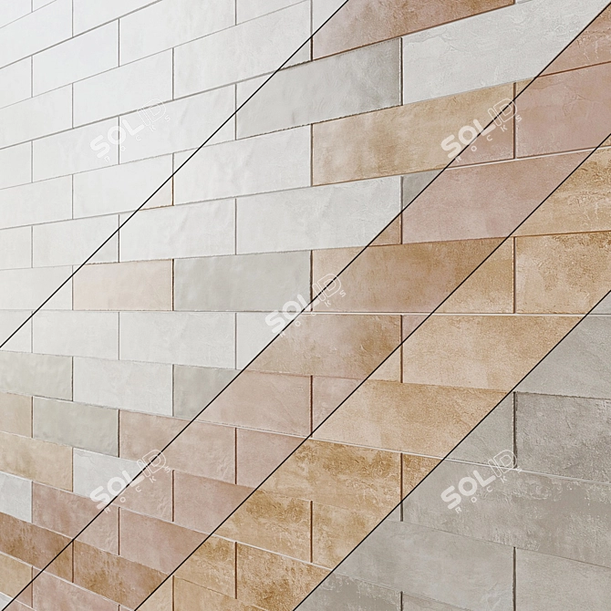 Geometric Brown Ceramic Wall Tile 3D model image 1