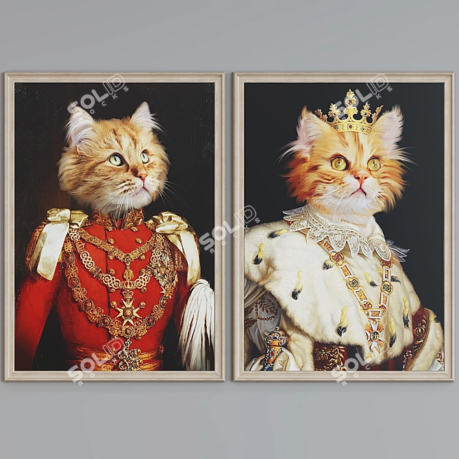 Cat Portrait Picture Frame Set 3D model image 2