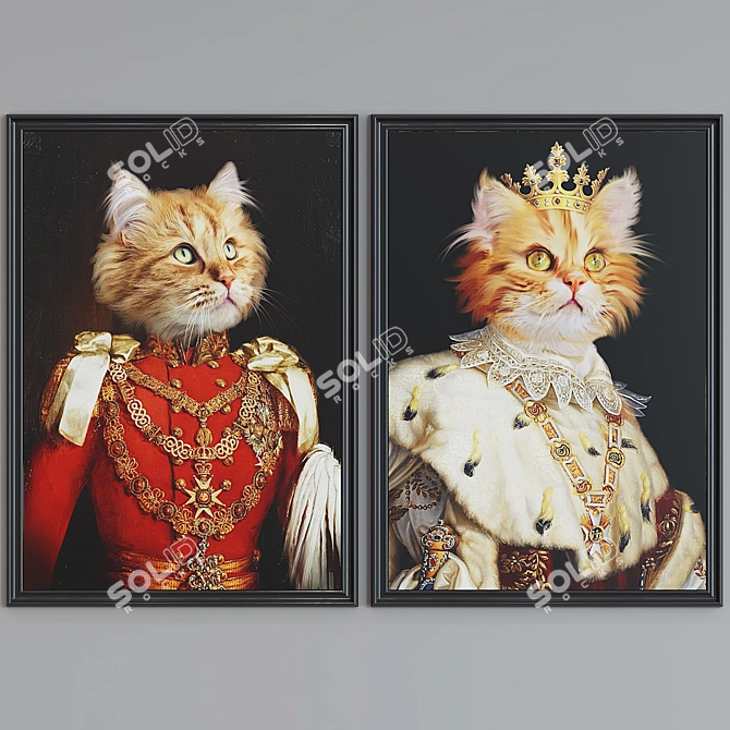 Cat Portrait Picture Frame Set 3D model image 3